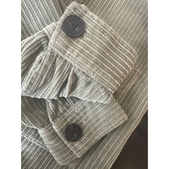 ZARA Light Olive Green Corduroy Medium Button-Up Jacket Drop Sleeve - Picture 11 of 13